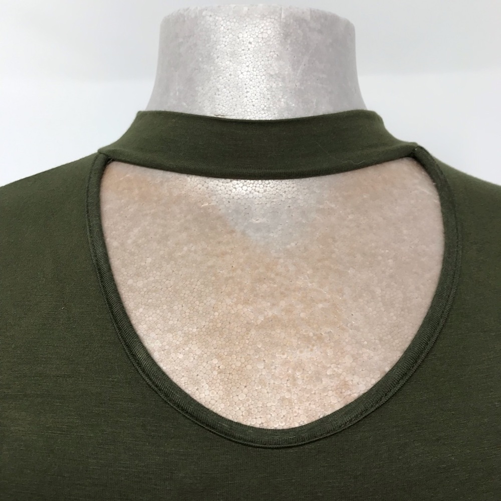 Anthropologie Ella Mara Keyhole Neckline Olive Green Long Sleeve Pullover Top - Picture 2 of 7